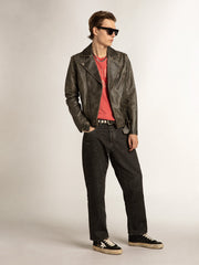 Men’s Mid Star in black nappa and suede with white leather star