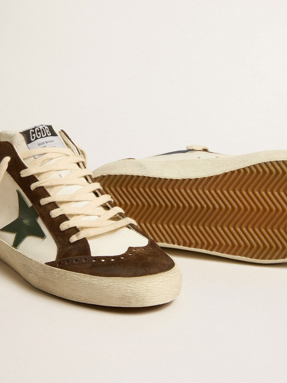 Mid Star with green leather star and blue leather flash