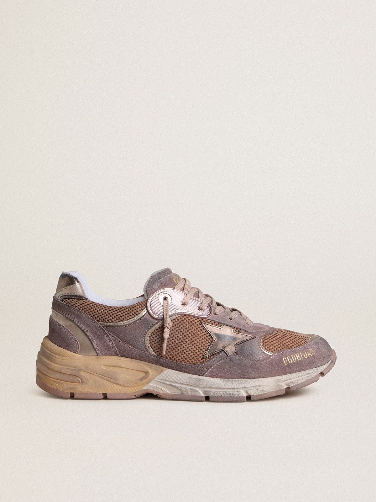 Men's Dad-Star in lilac suede and mesh with laminated leather star and heel tab