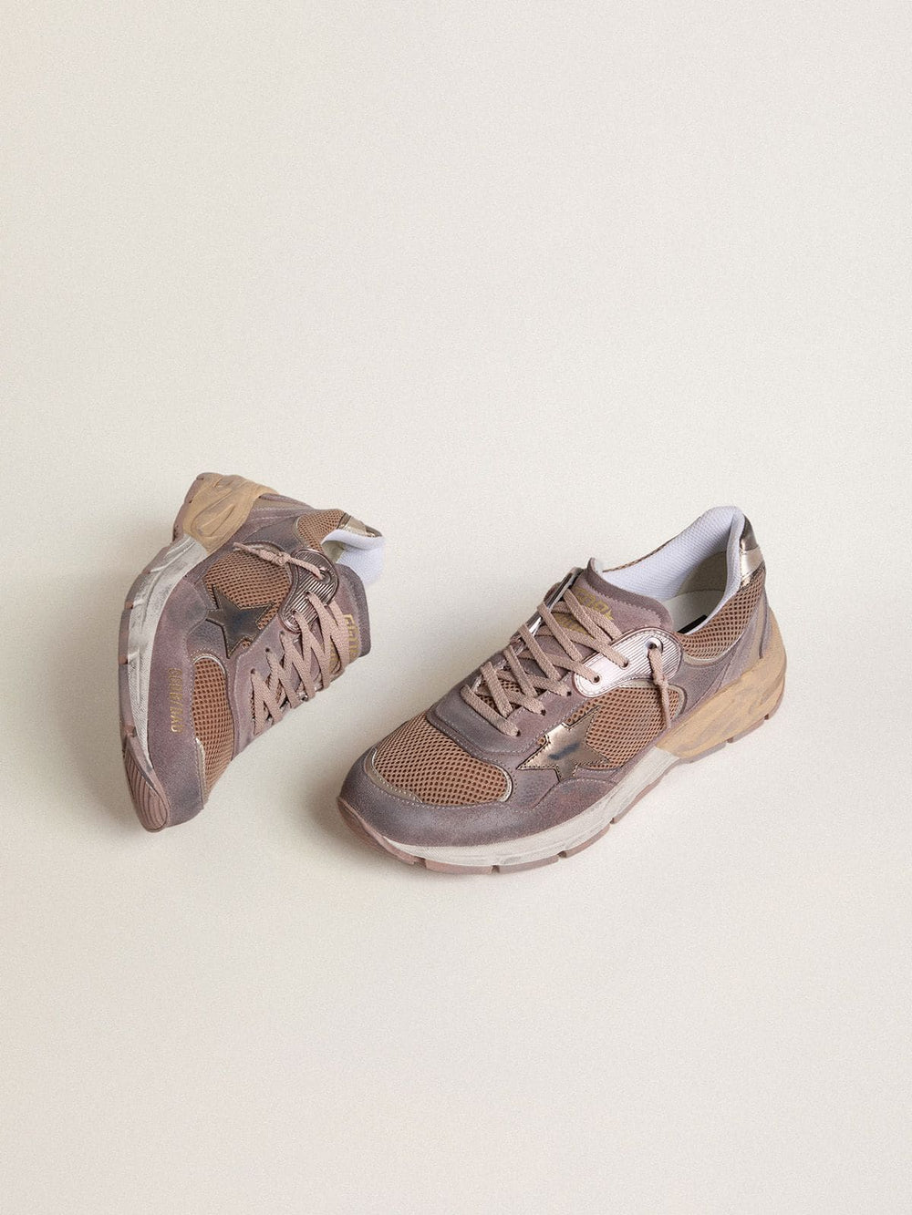 Men's Dad-Star in lilac suede and mesh with laminated leather star and heel tab