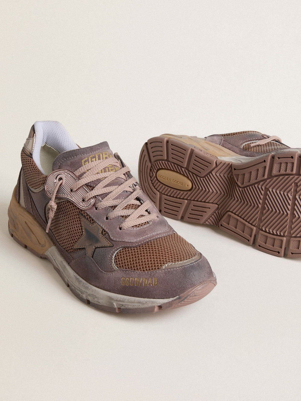 Men's Dad-Star in lilac suede and mesh with laminated leather star and heel tab