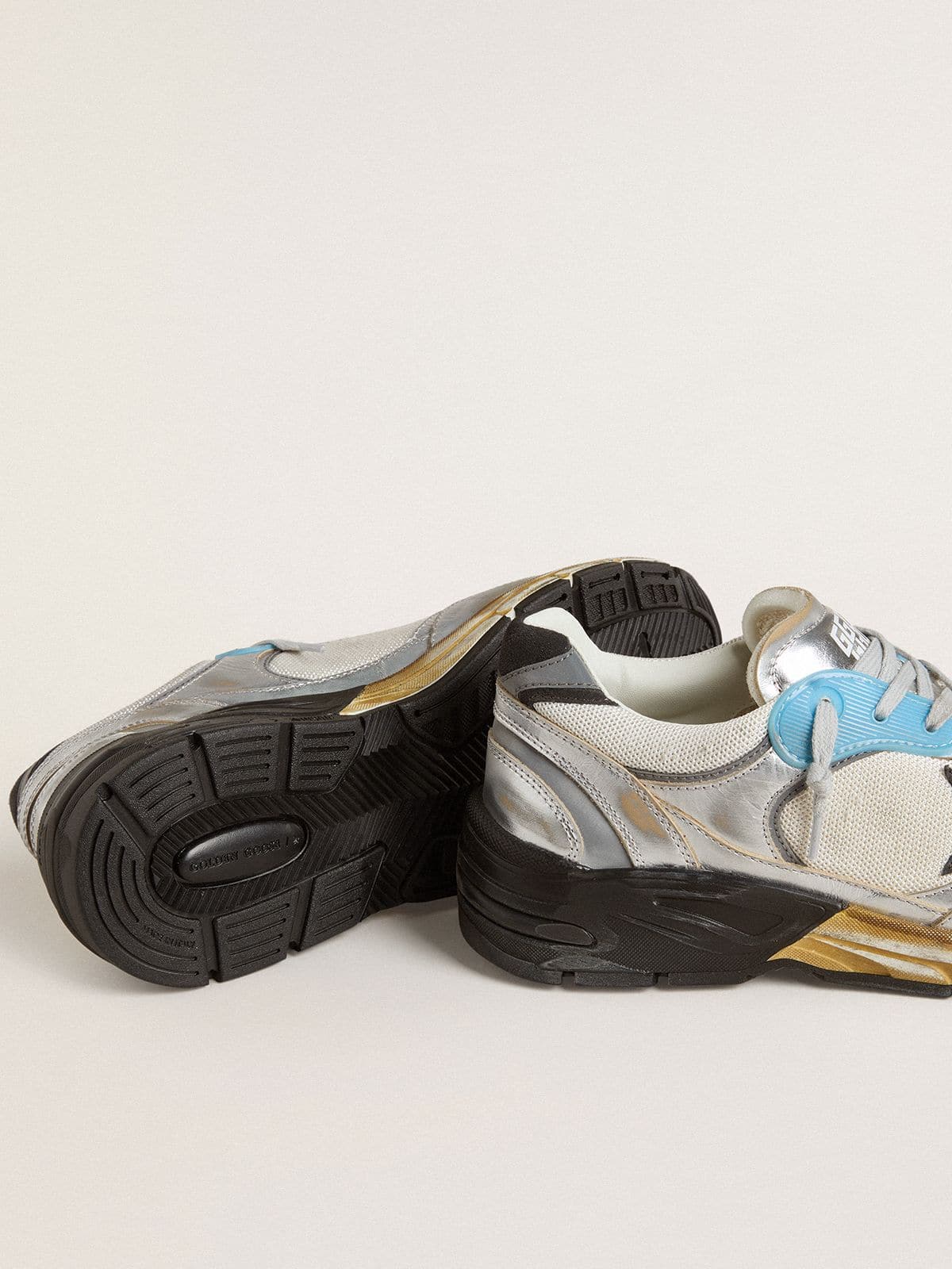 Men's Dad-Star in mesh and silver foiled leather with black leather star