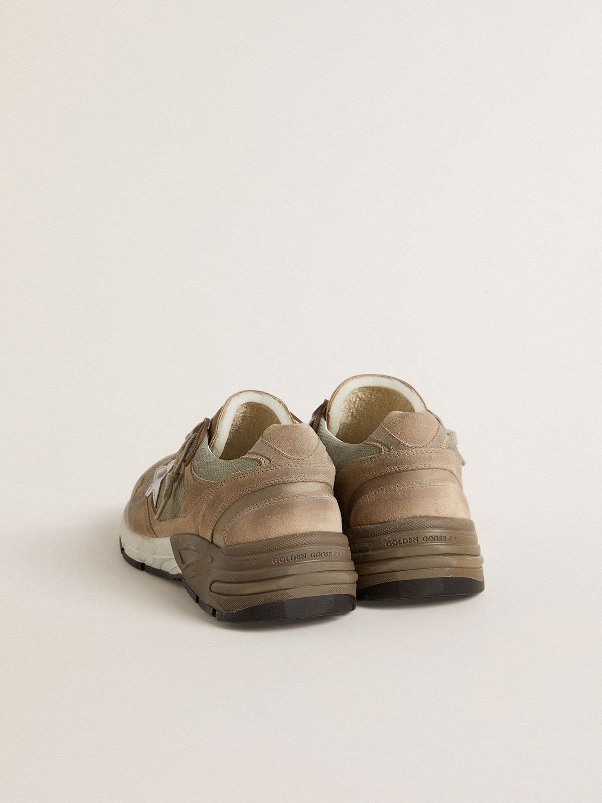Men's Dad-Star in beige mesh and suede with silver leather star