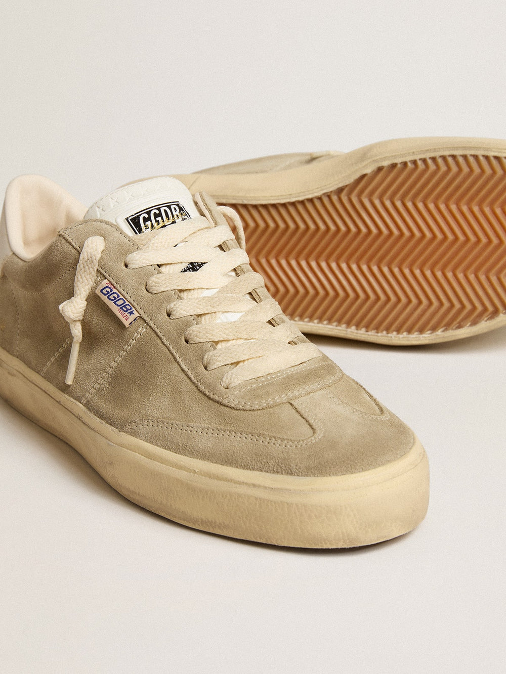 Men's Soul Star in dove-gray suede with white leather heel tab and tongue