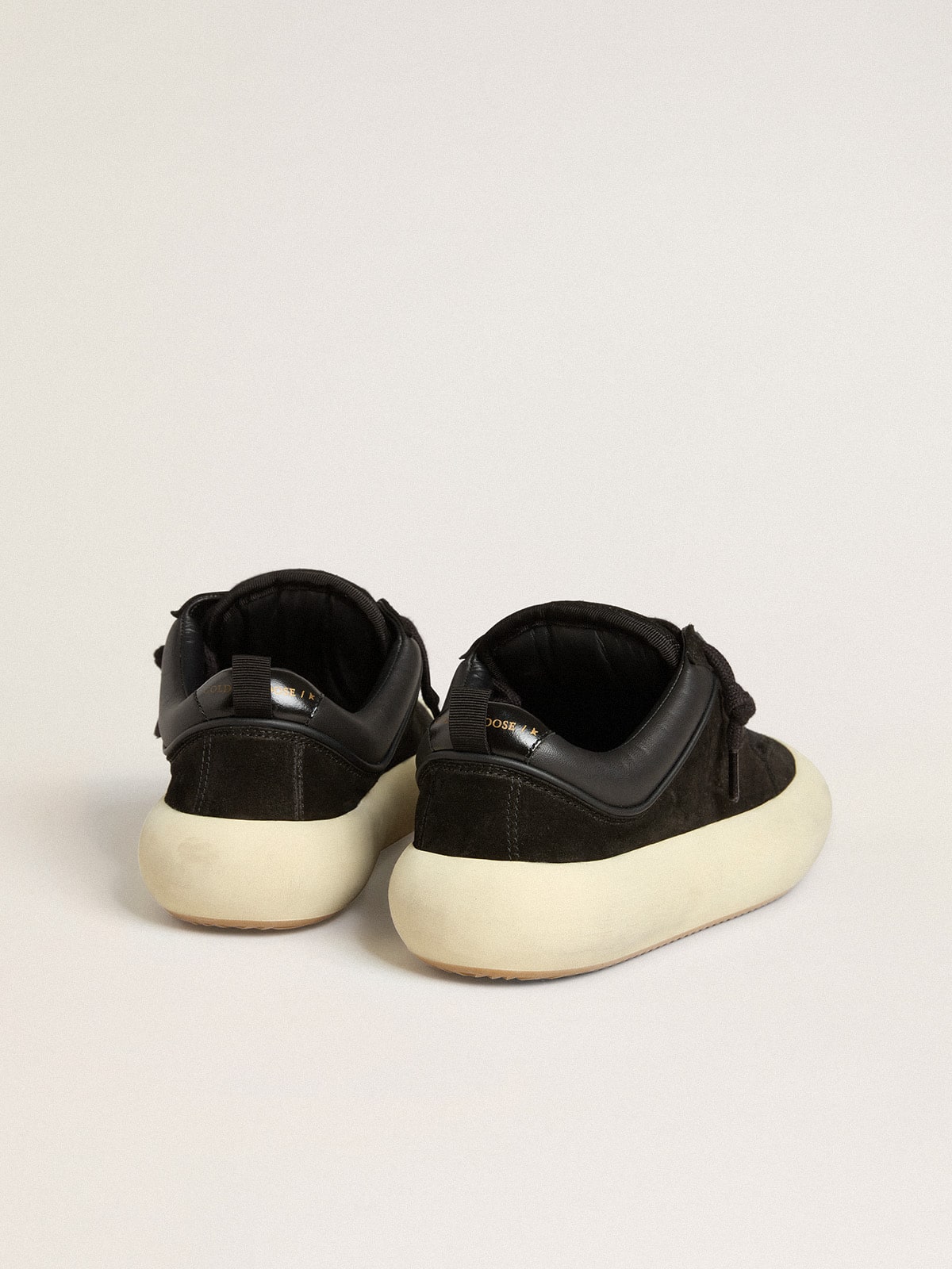Men's Space-Star Cube in black suede with perforated star