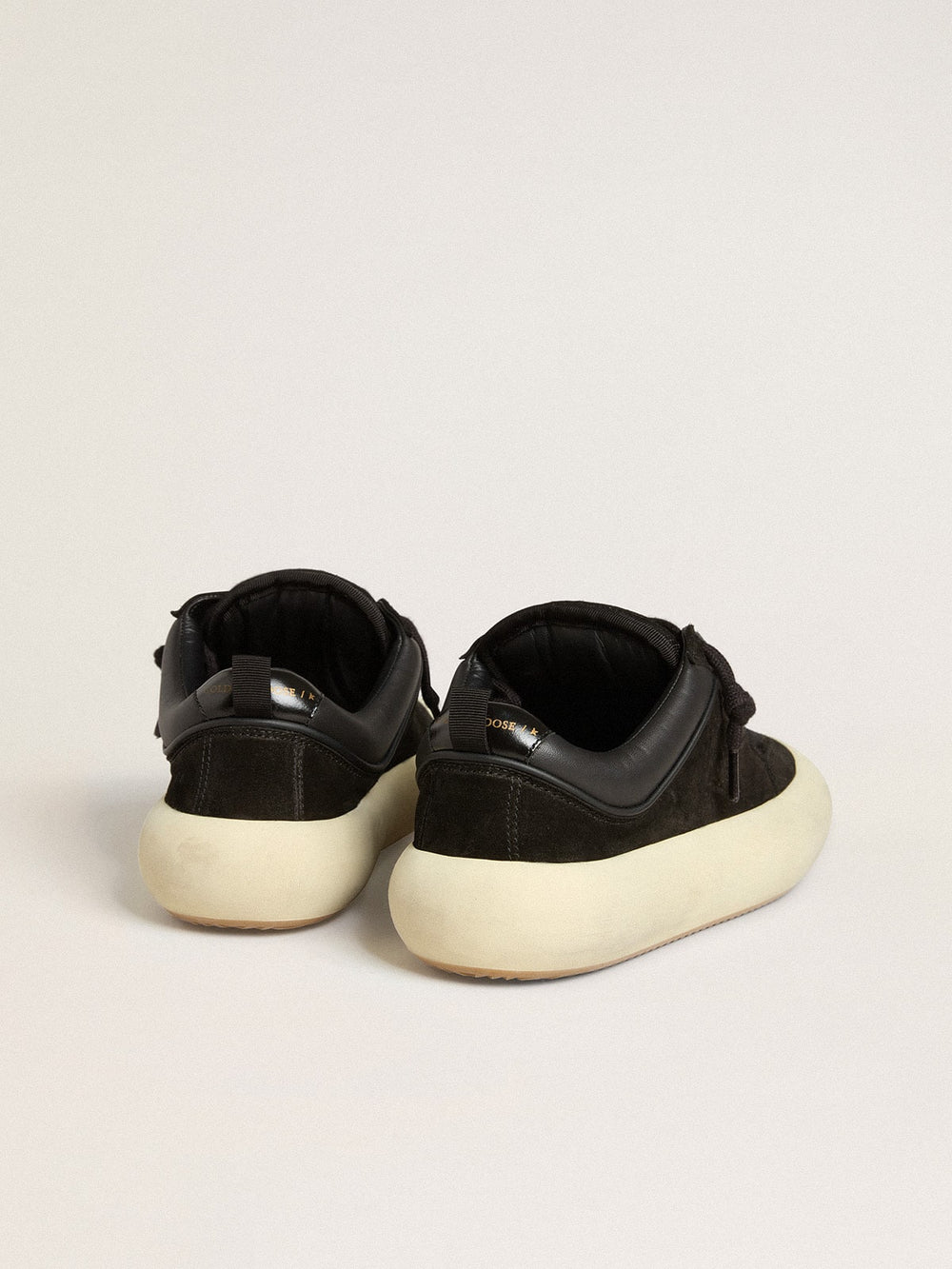 Men's Space-Star Cube in black suede with perforated star