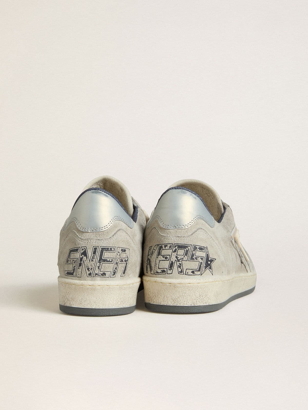 Men's Ball Star LTD in dove-gray and gray suede with pearl-gray leather heel tab