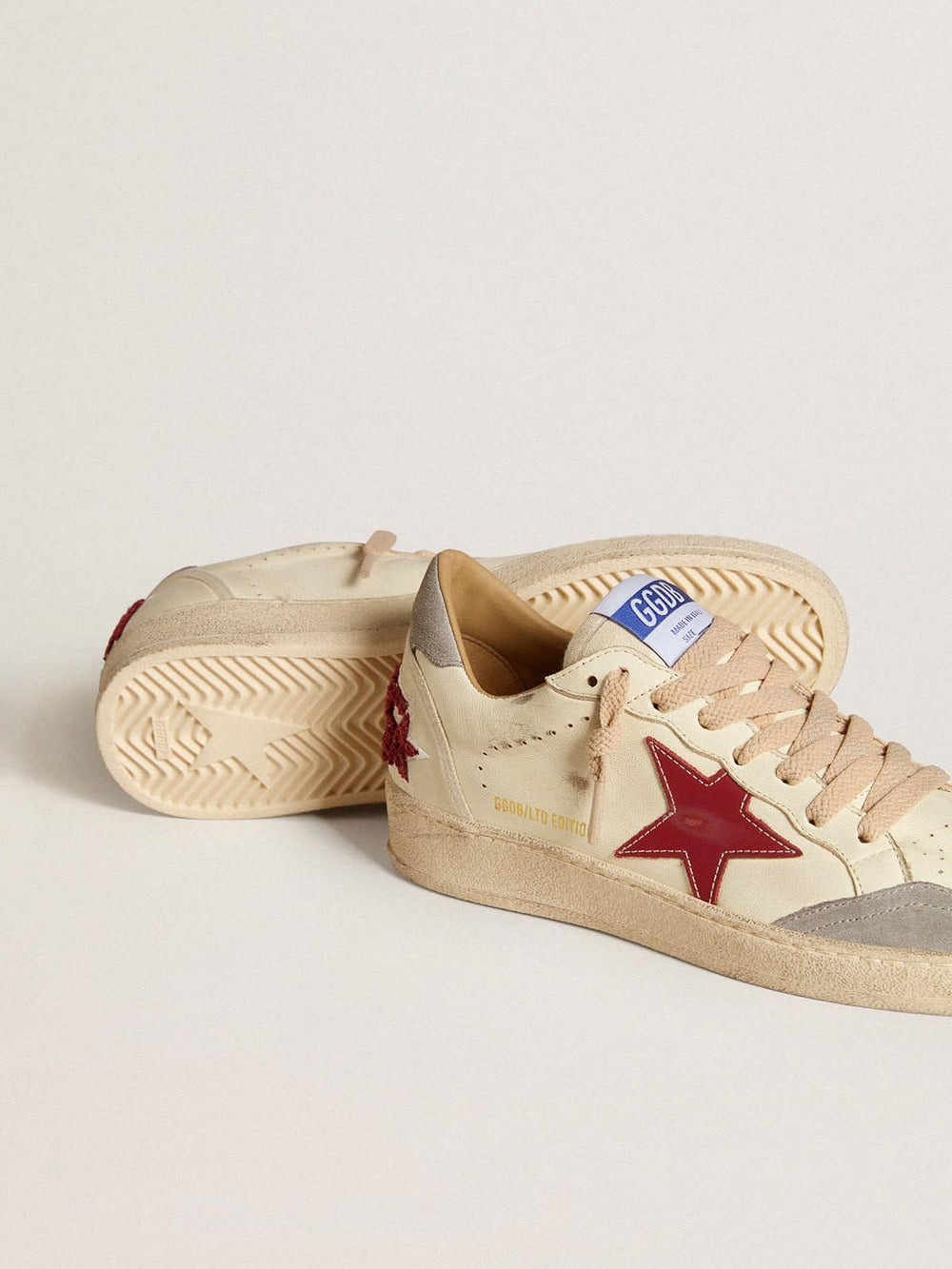 Men's Ball Star LTD in nappa leather with red leather star and gray suede heel tab