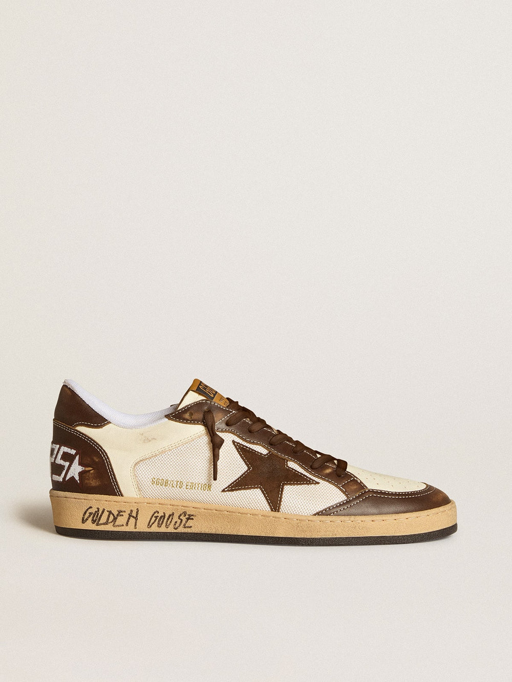 Men's Ball Star in nappa and mesh with suede star and brown leather inserts