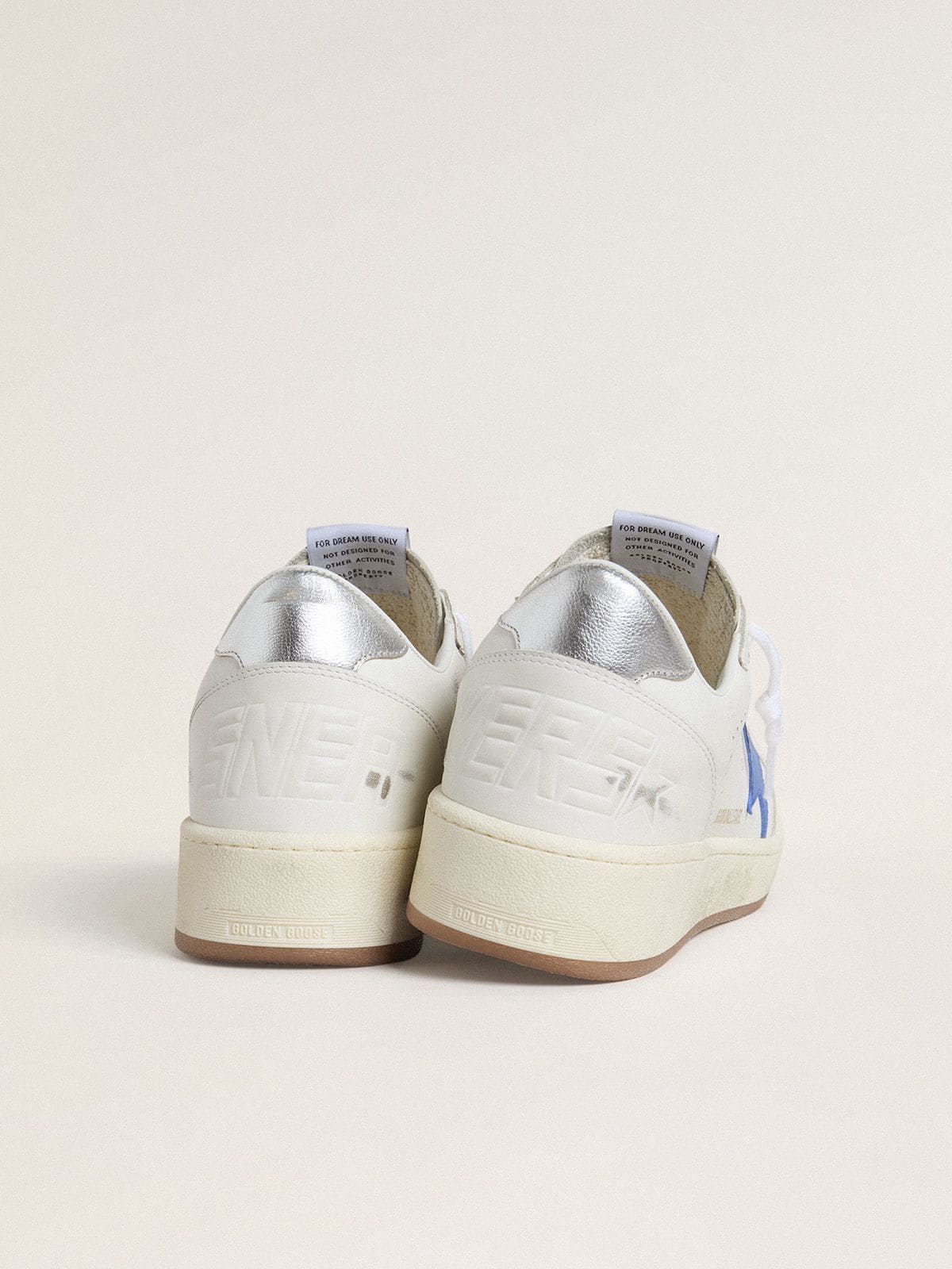 Ball Star with light blue leather star and silver foiled leather heel tab