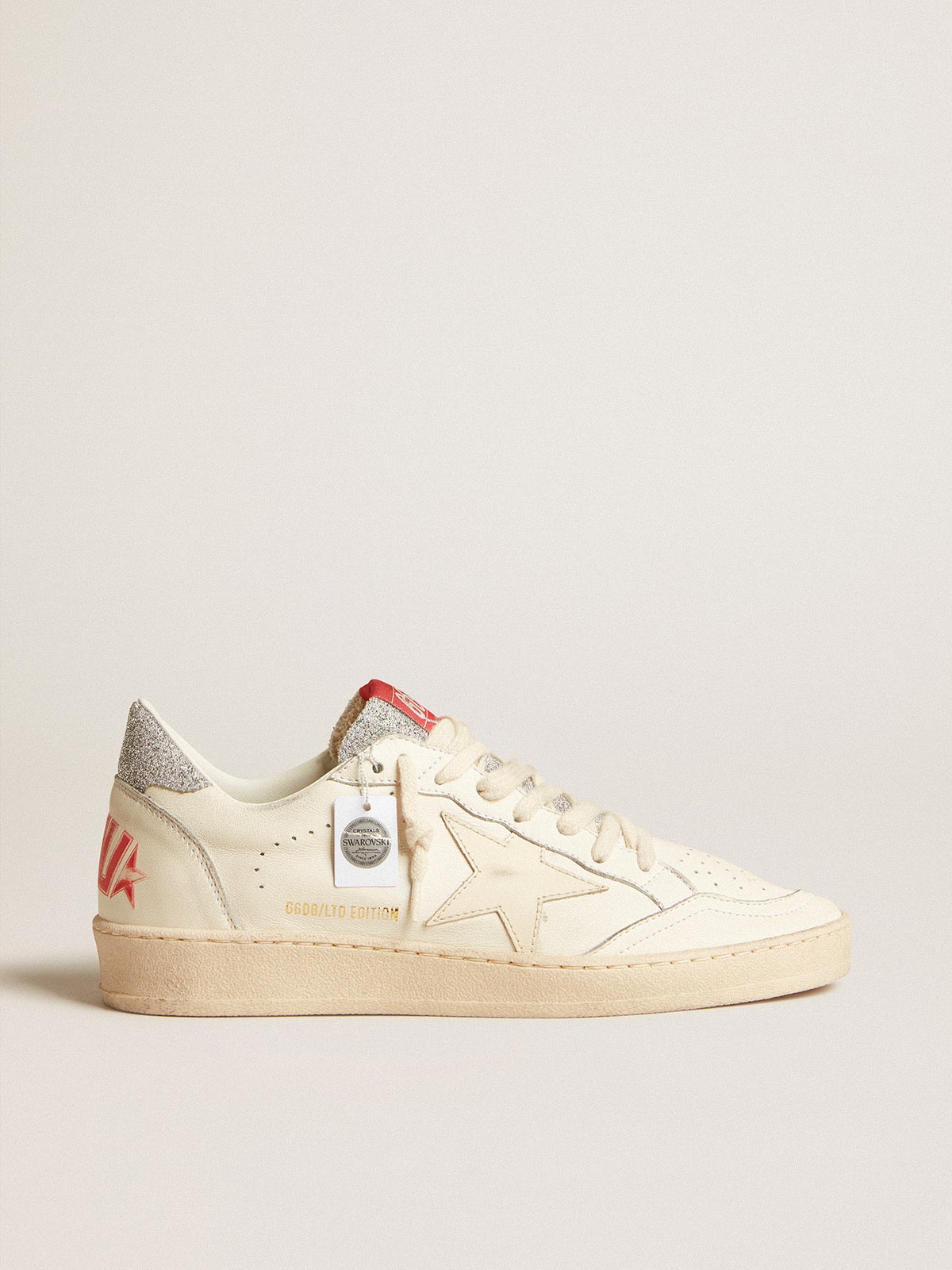Men’s Ball Star  in nappa with white star and Swarovski crystal heel tab