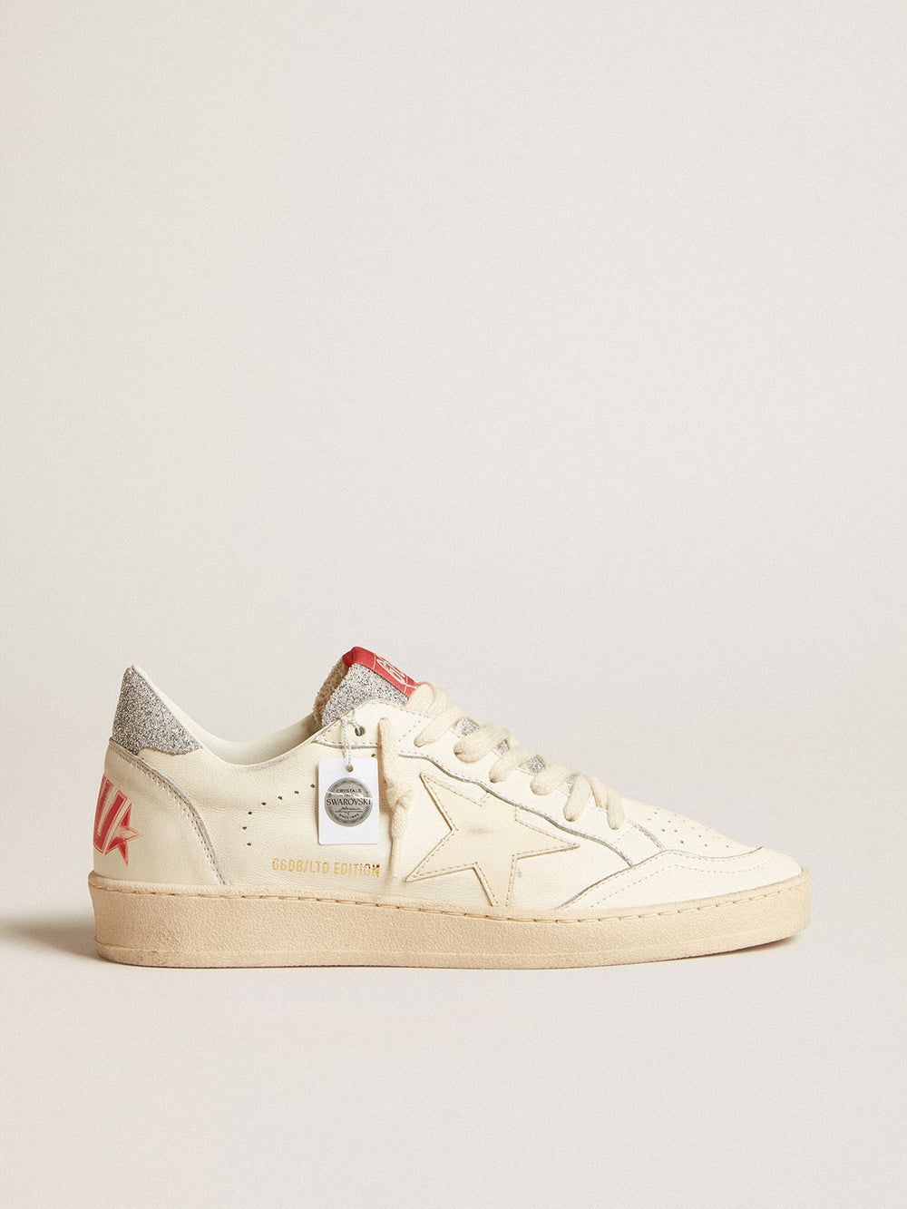 Men’s Ball Star  in nappa with white star and Swarovski crystal heel tab