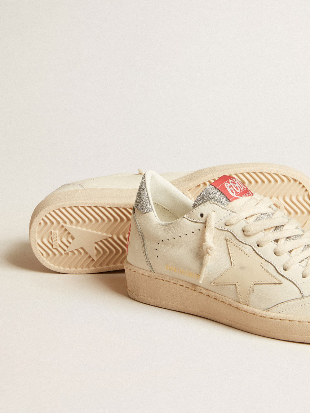 Men’s Ball Star  in nappa with white star and Swarovski crystal heel tab