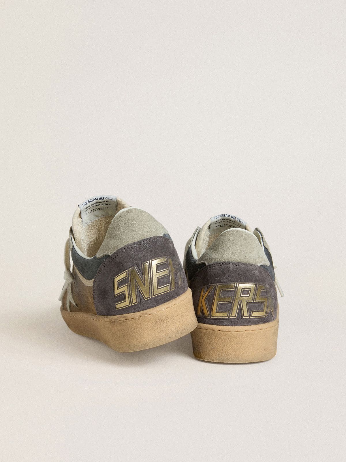 Men's Ball Star in military-green waxed suede with ice-gray suede star and heel tab