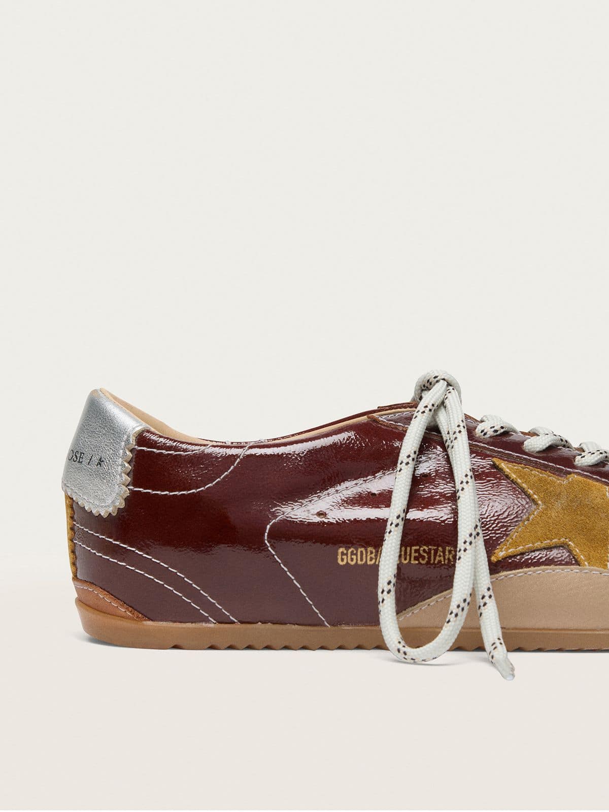 Men's True-Star in burgundy naplak with suede star and silver nappa heel tab