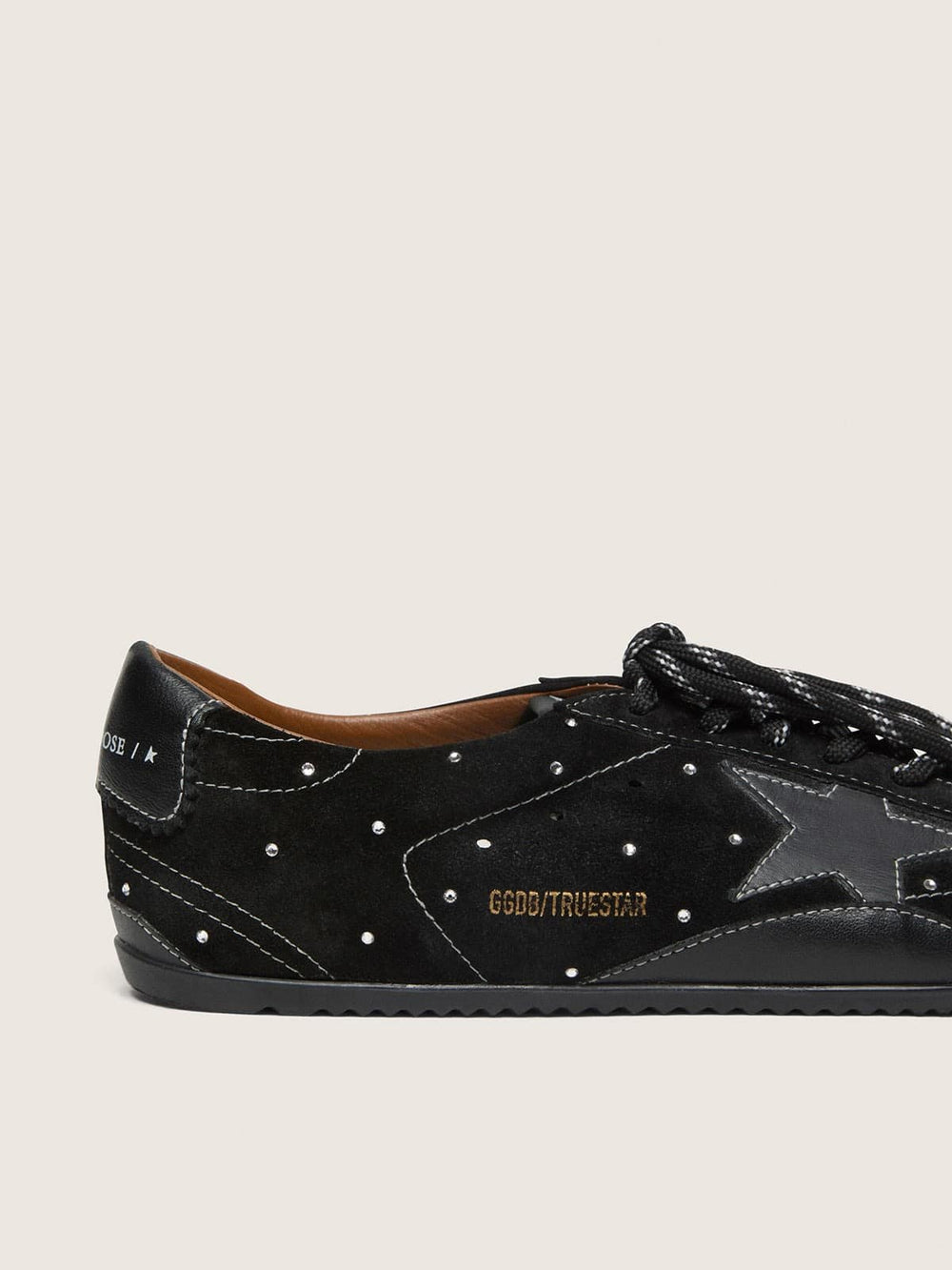 Men's True-Star in black suede with Swarovski crystals and black leather star