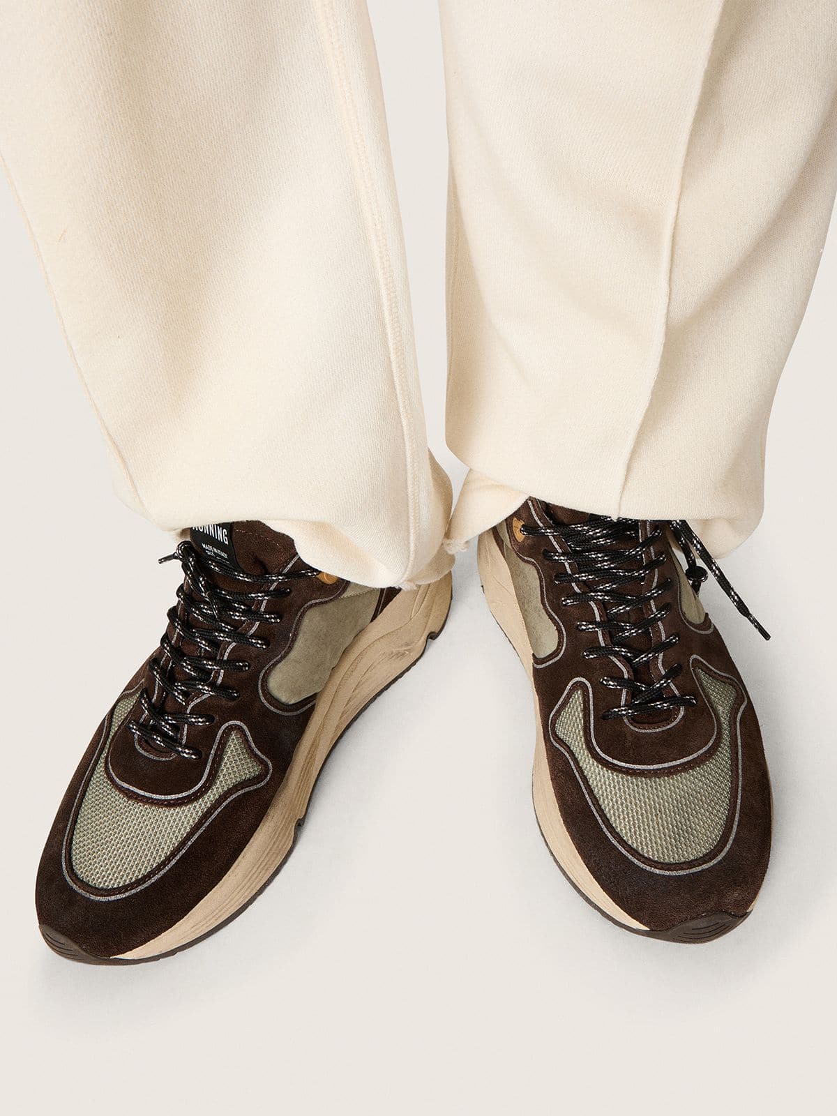 Men's Running Sole in nylon and suede with printed star and leather heel tab