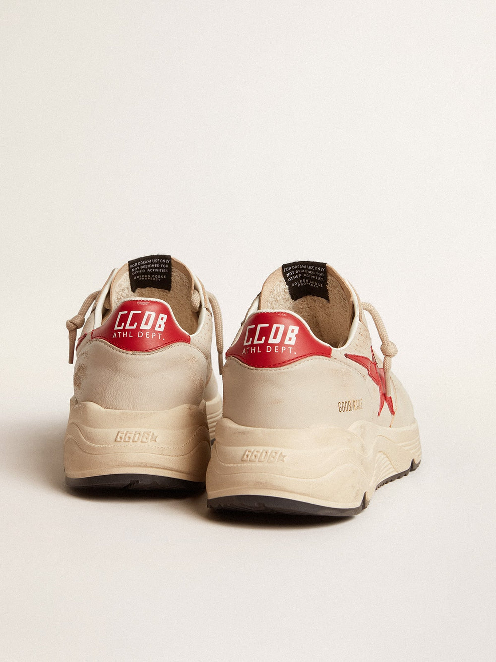 Men's Running Sole in gray nappa leather with red nappa leather star and heel tab