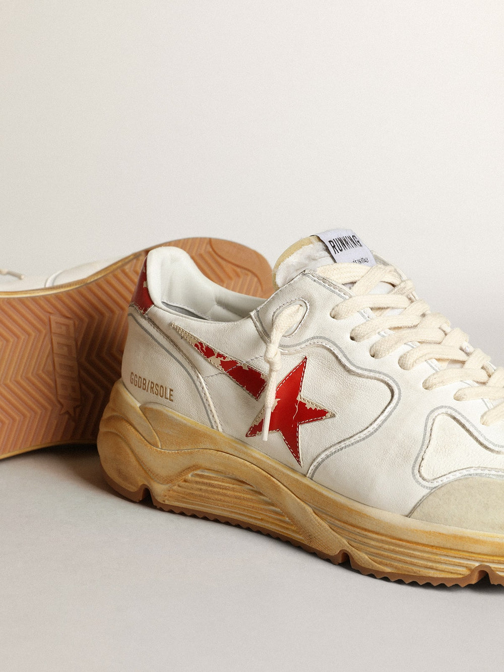 Men's Running Sole with leather star and heel tab with red print