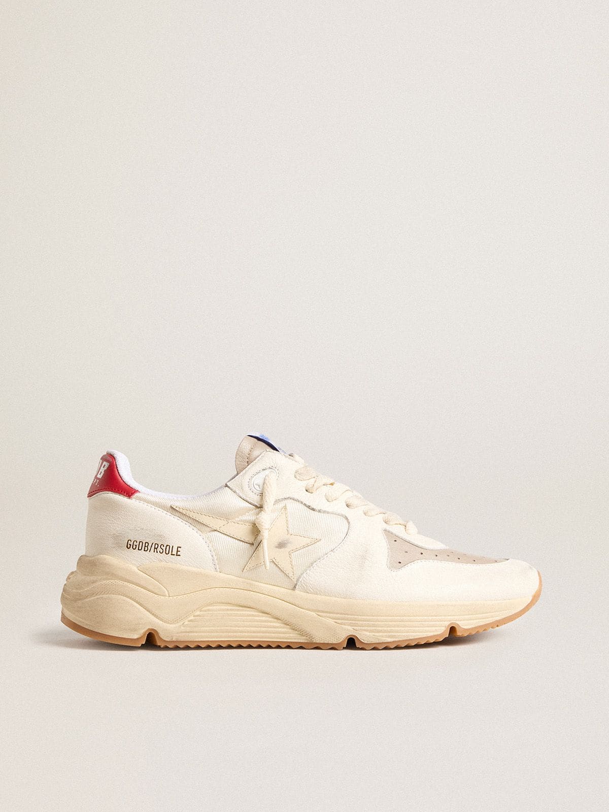 Men’s Running Sole in nappa leather with beige leather star and red heel tab