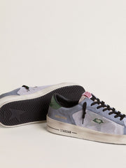 Men's Stardan in powder-blue suede with green leather star and heel tab