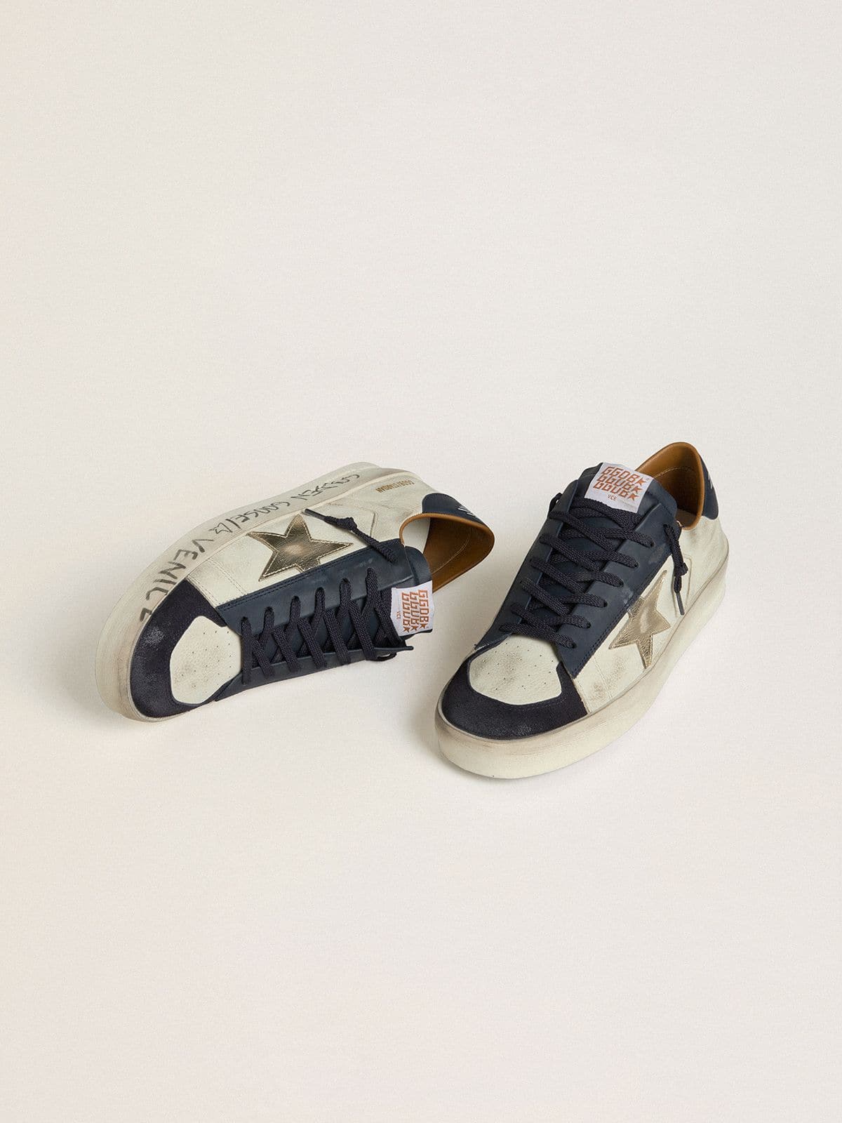 Men's Stardan in nubuck with metallic leather star and blue nappa heel tab