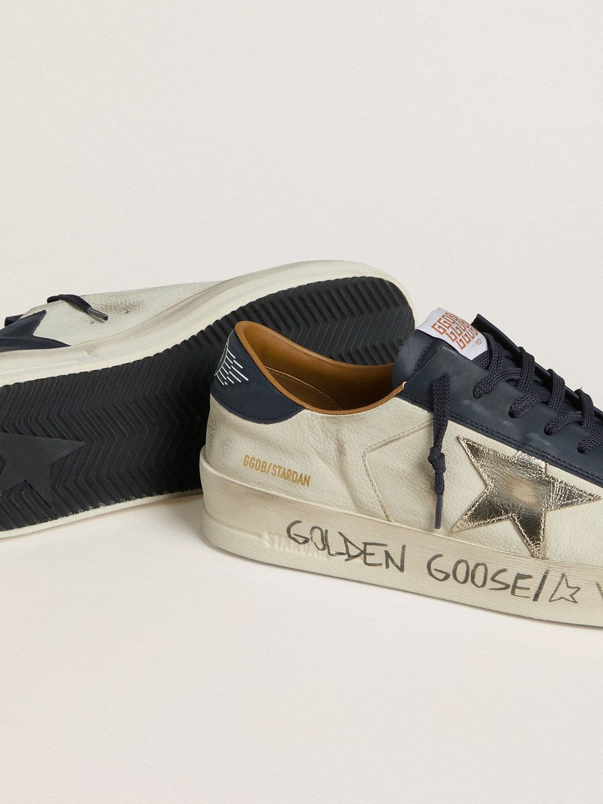Men's Stardan in nubuck with metallic leather star and blue nappa heel tab