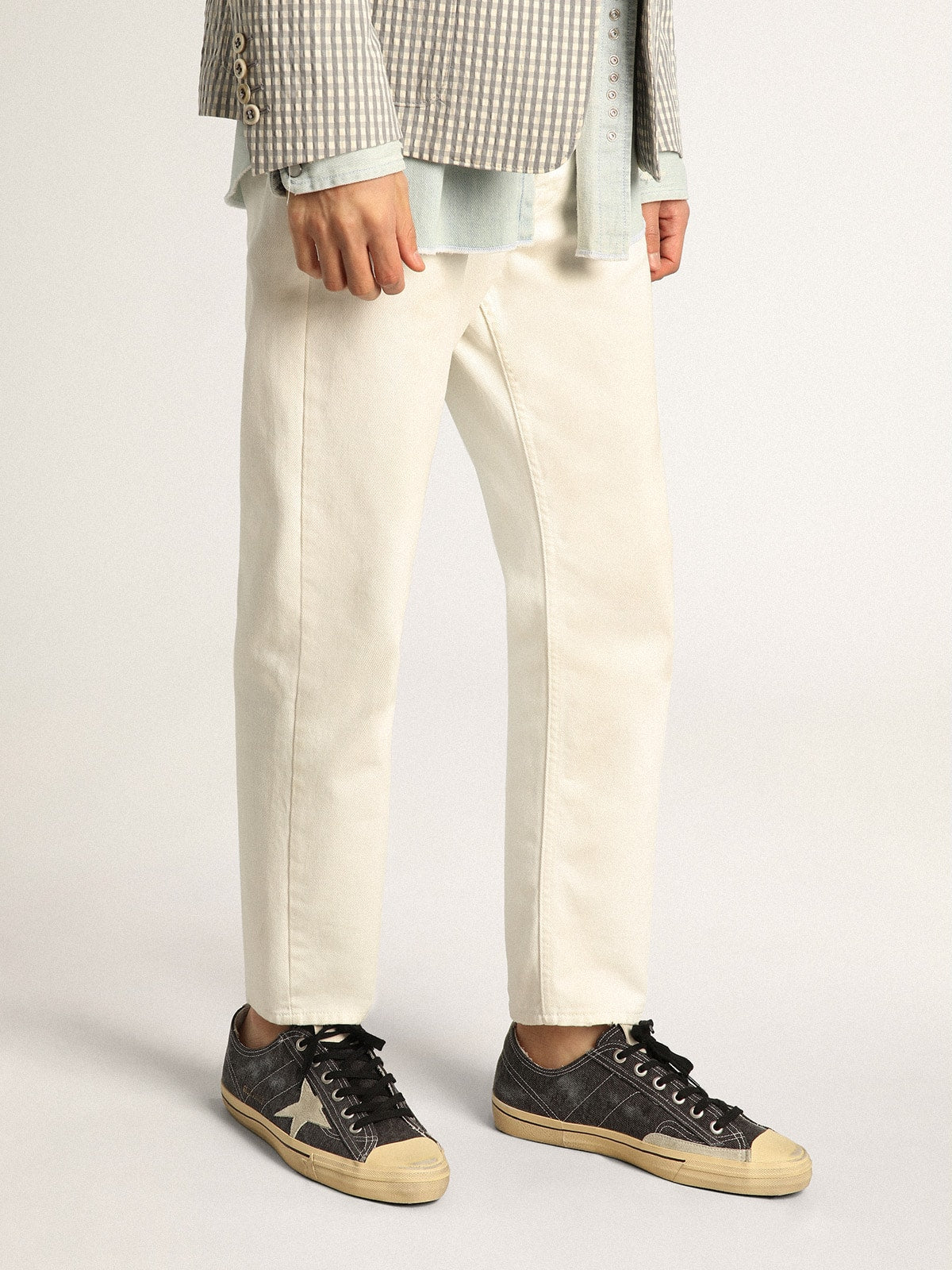 Men's V-Star  in black canvas with ice-gray star and heel