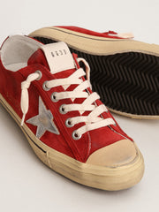 Men's V-Star  in dark red suede with silver star and heel tab