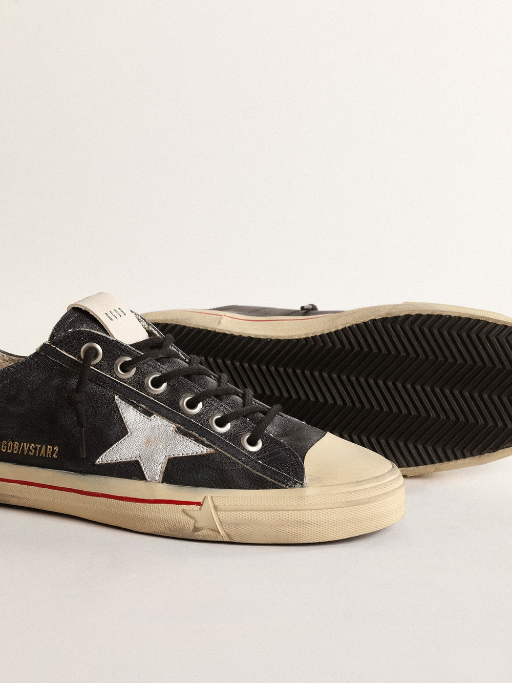 V-Star  in blue leather with silver metallic leather star