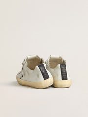 V-Star in leather with black crocodile-print leather star and heel tab