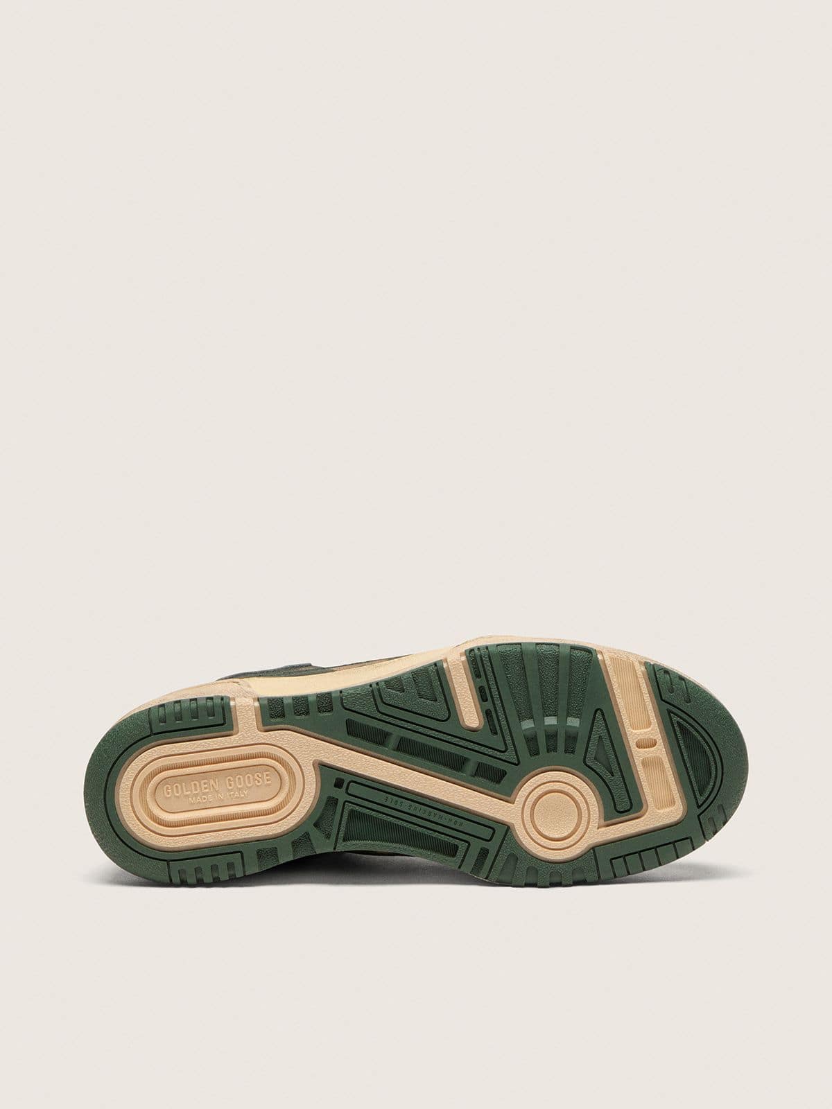 Men's Forty2 in green leather and cream nylon with TPU star and silver leather heel tab