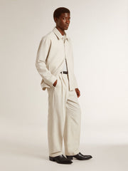 Men's khaki wool blend coach jacket