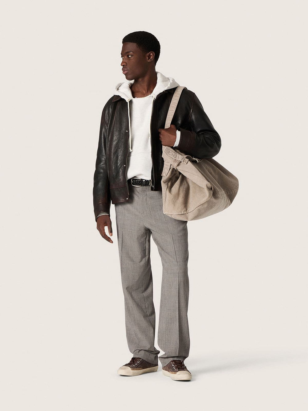 Men’s bomber jacket in burgundy nappa leather