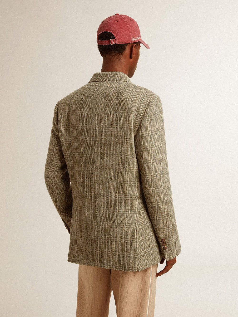 Men's double-breasted blazer in Shetland wool