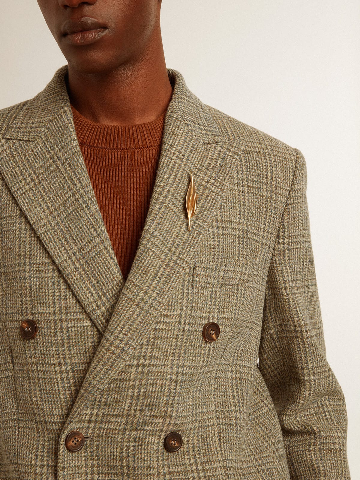 Men's double-breasted blazer in Shetland wool