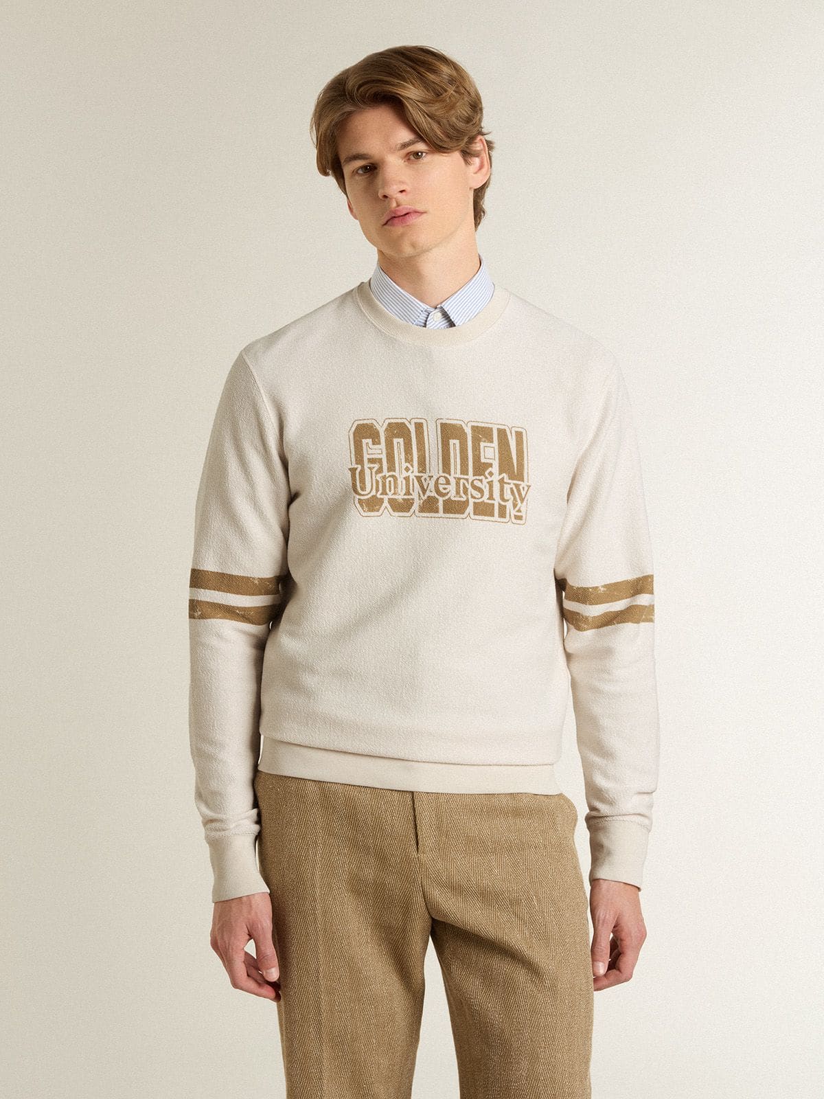 Men's white cotton sweatshirt with front print
