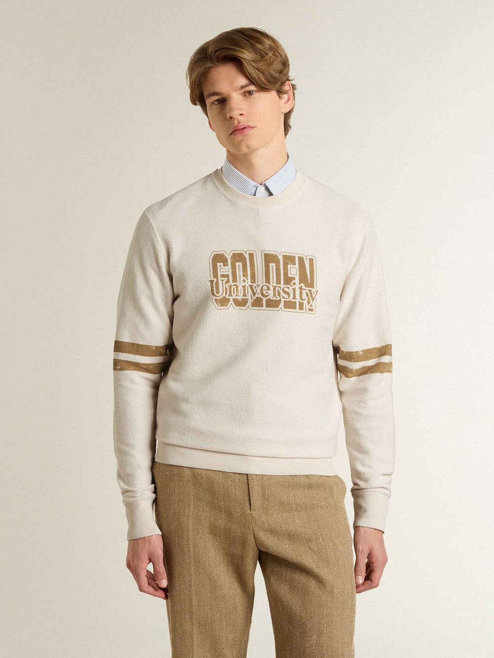 Men's white cotton sweatshirt with front print