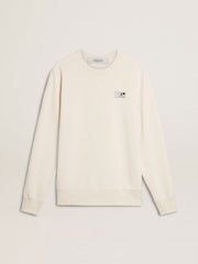 Men's white cotton sweatshirt with print on the back