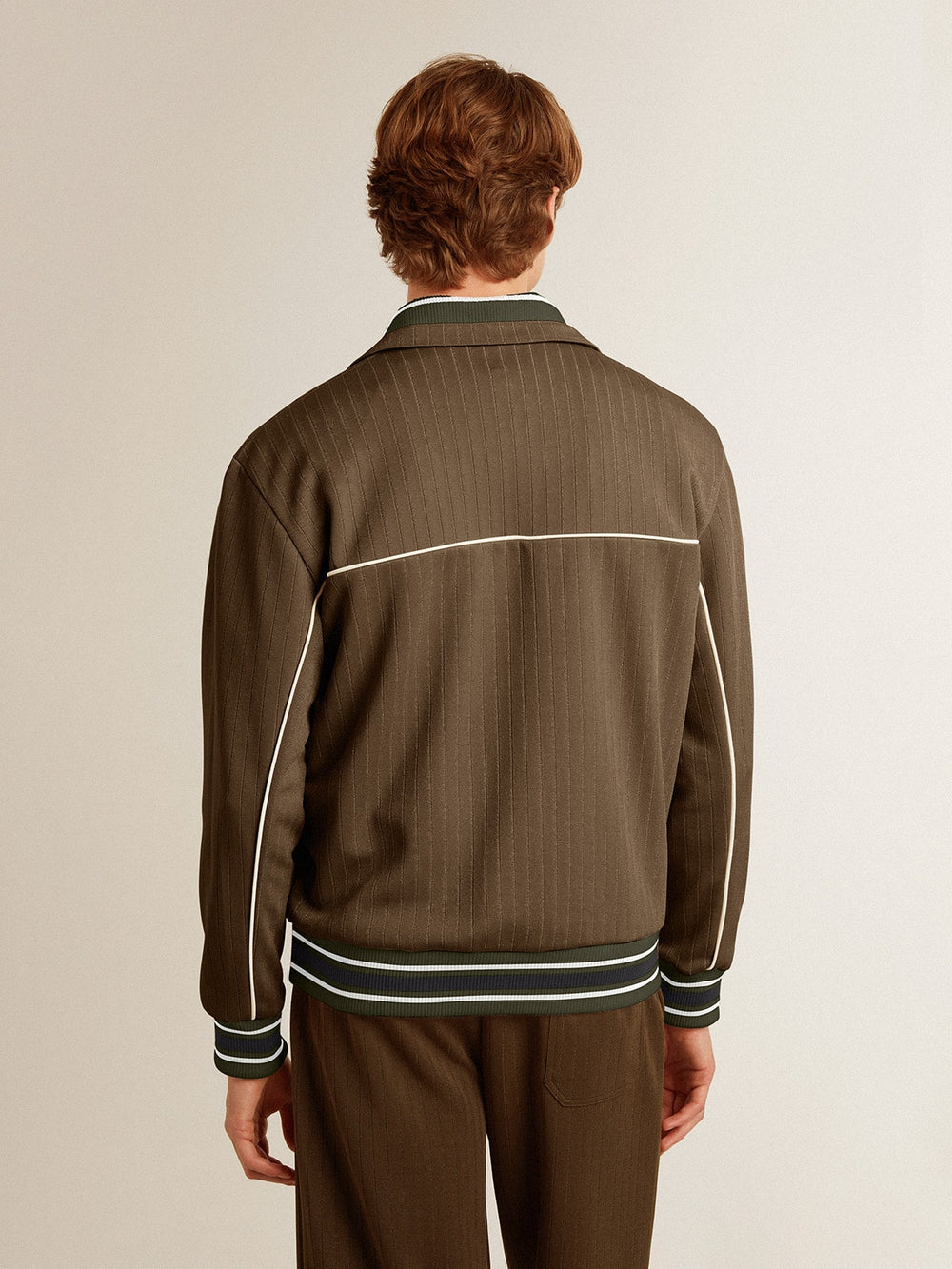 Men’s military green zipped sweatshirt with white logo