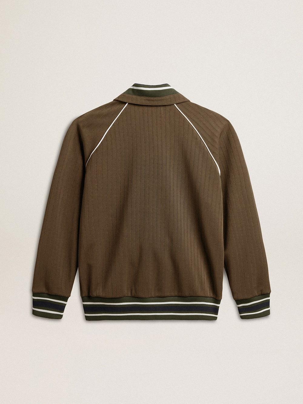 Men’s military green zipped sweatshirt with white logo
