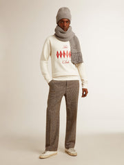 Men's cotton crew-neck sweatshirt with embroidered lettering