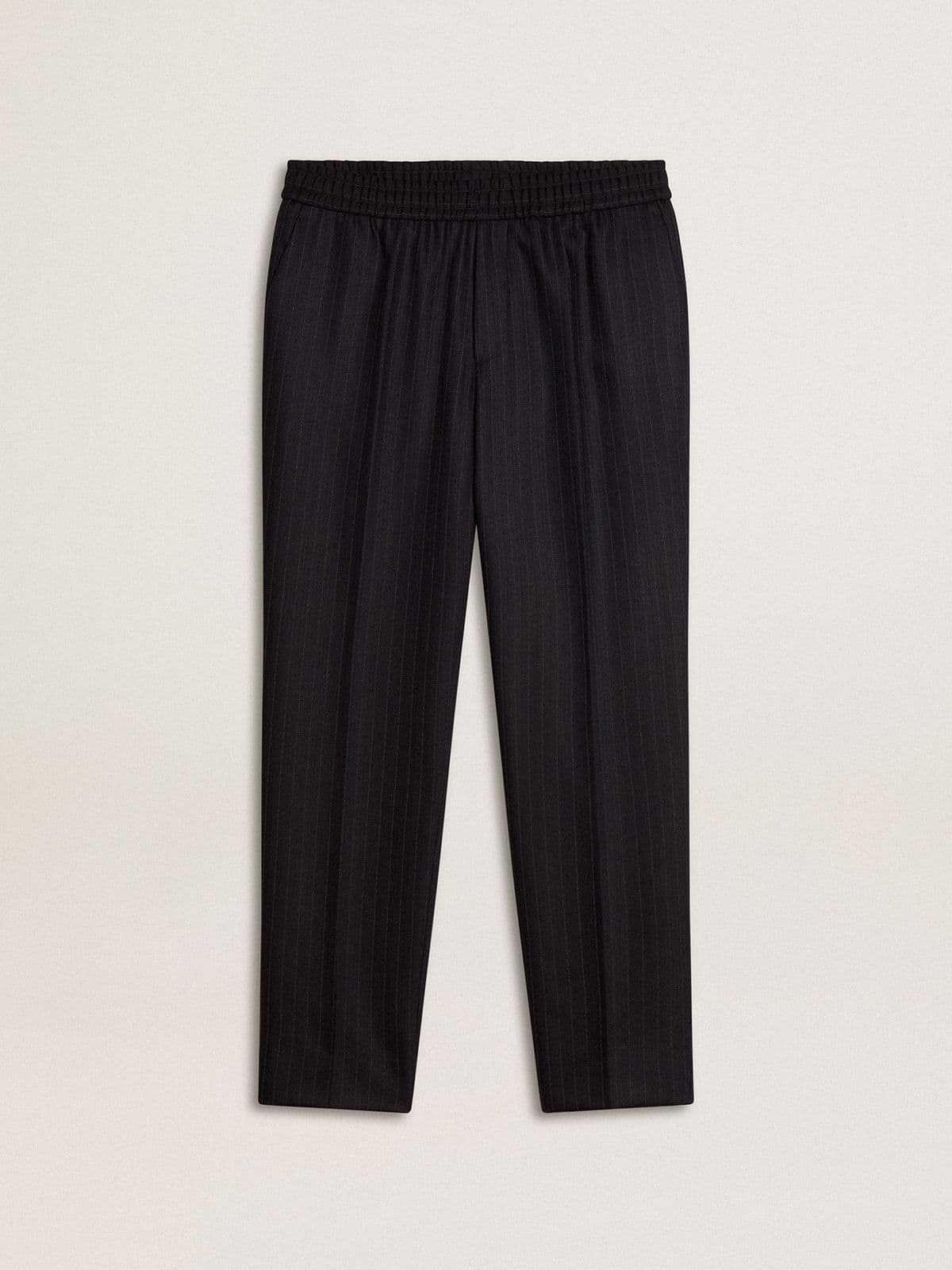 Men's wool pants with vertical thin stripes