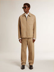 Men's beige pants with patches