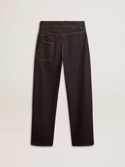Men’s dark blue wide-leg jeans in one-wash denim
