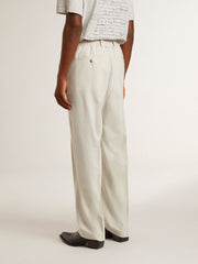 Men's joggers in khaki wool blend