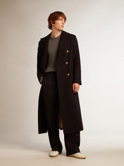 Men’s joggers in dark blue wool