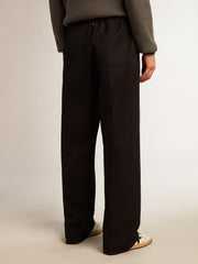 Men’s joggers in dark blue wool