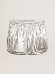 Men's running shorts in silver fabric