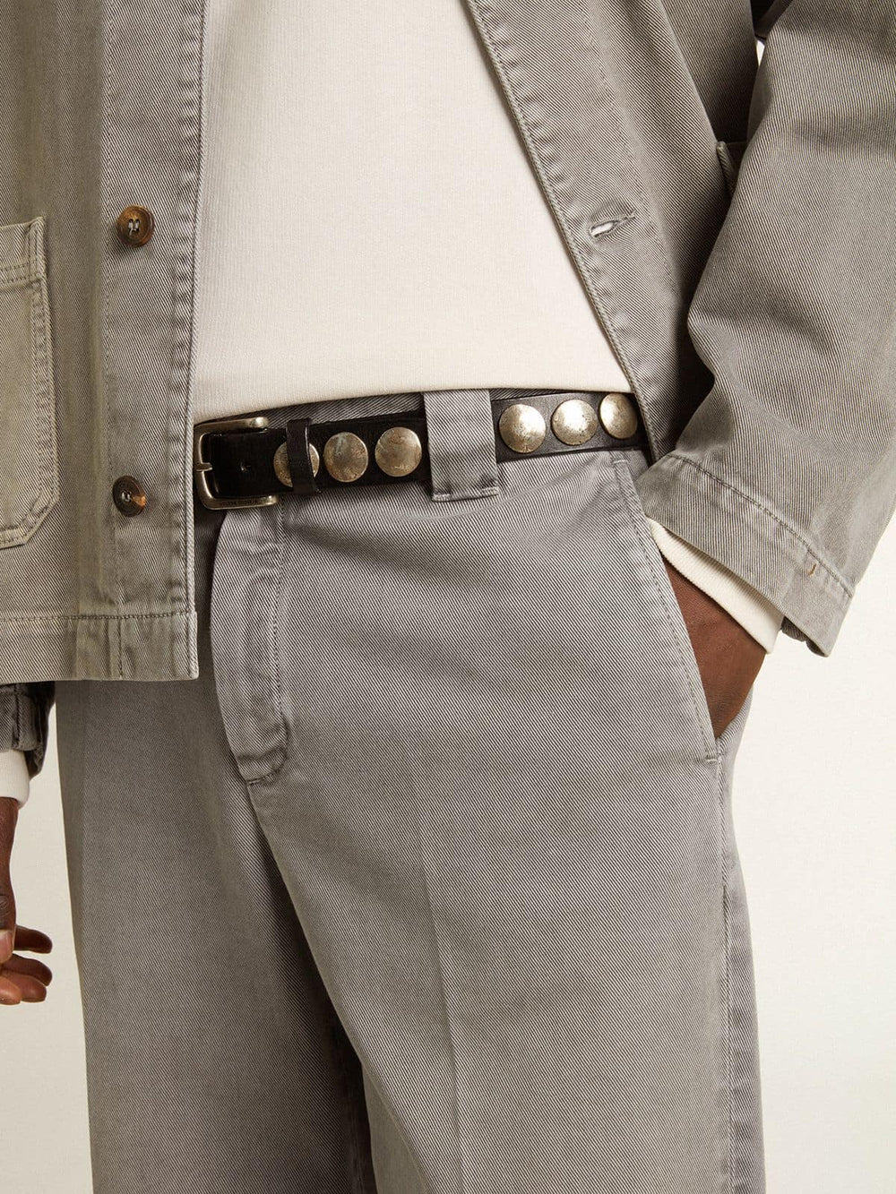 Gray-colored cotton chino pants